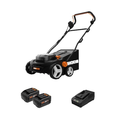 Worx 40V Brushless 14 in. Cordless Dethatcher Powershare, Battery and Charger Included WG855